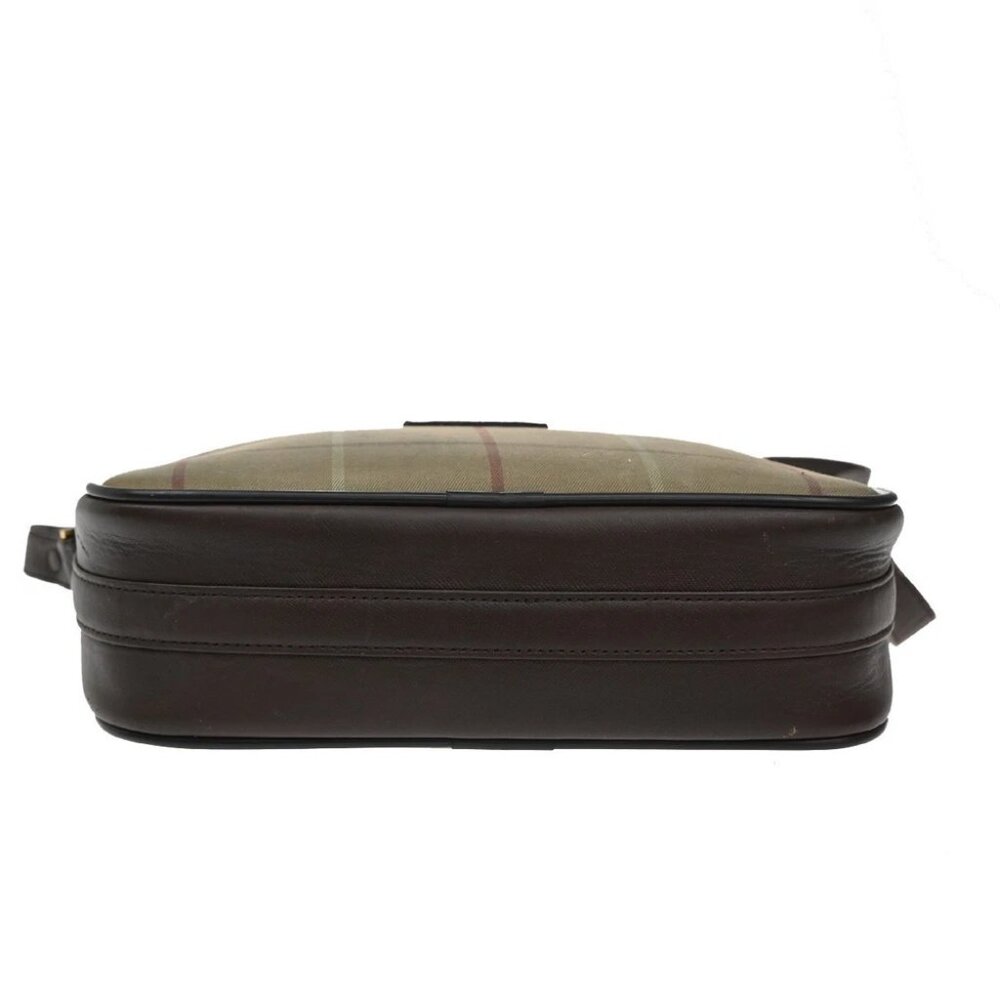 Burberrys Logo Shoulder Bag Check Canvas Leather Brown GHW - Picture 5 of 14
